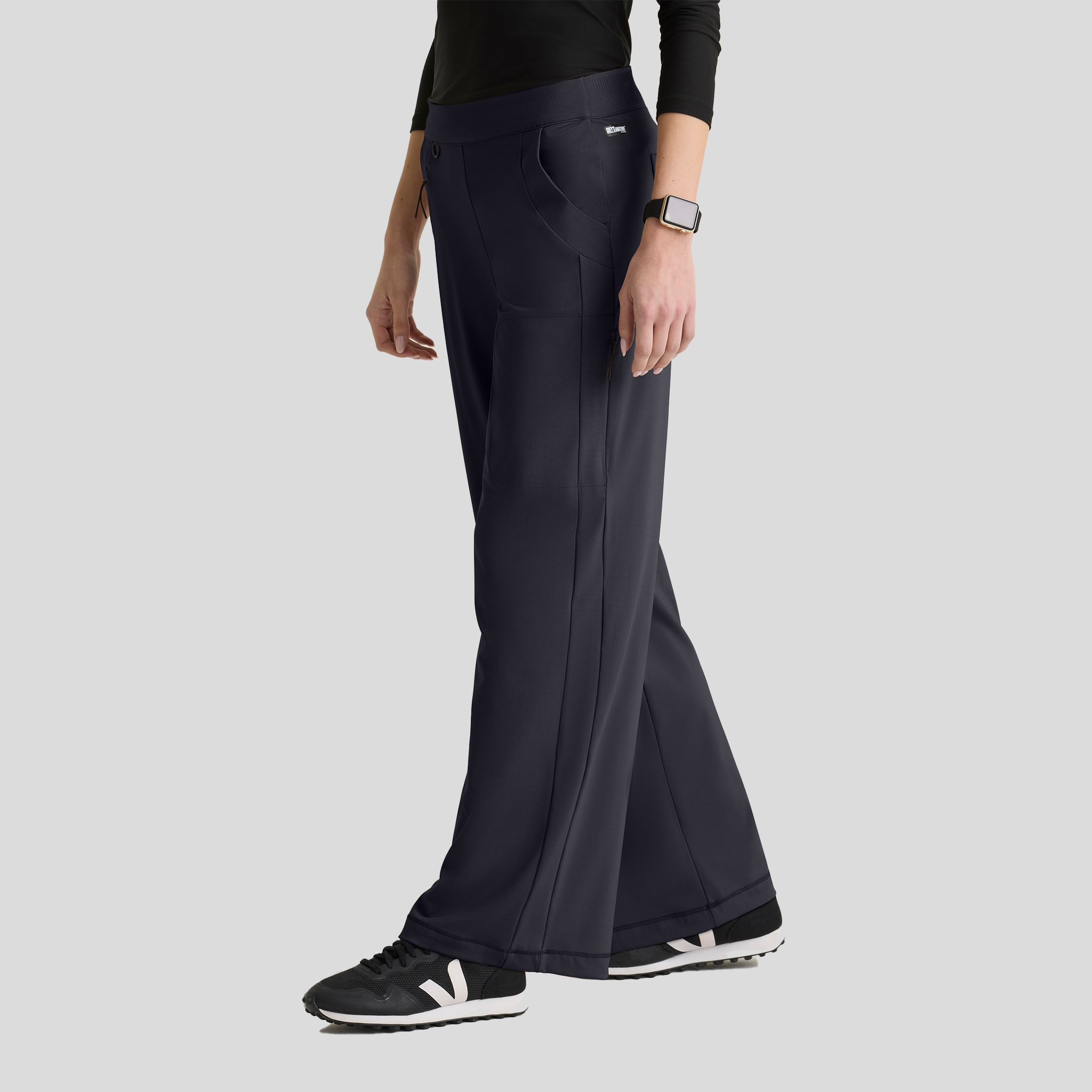 Crystal 7-Pocket Elastic Waistband Wide Leg Pant | Pewter