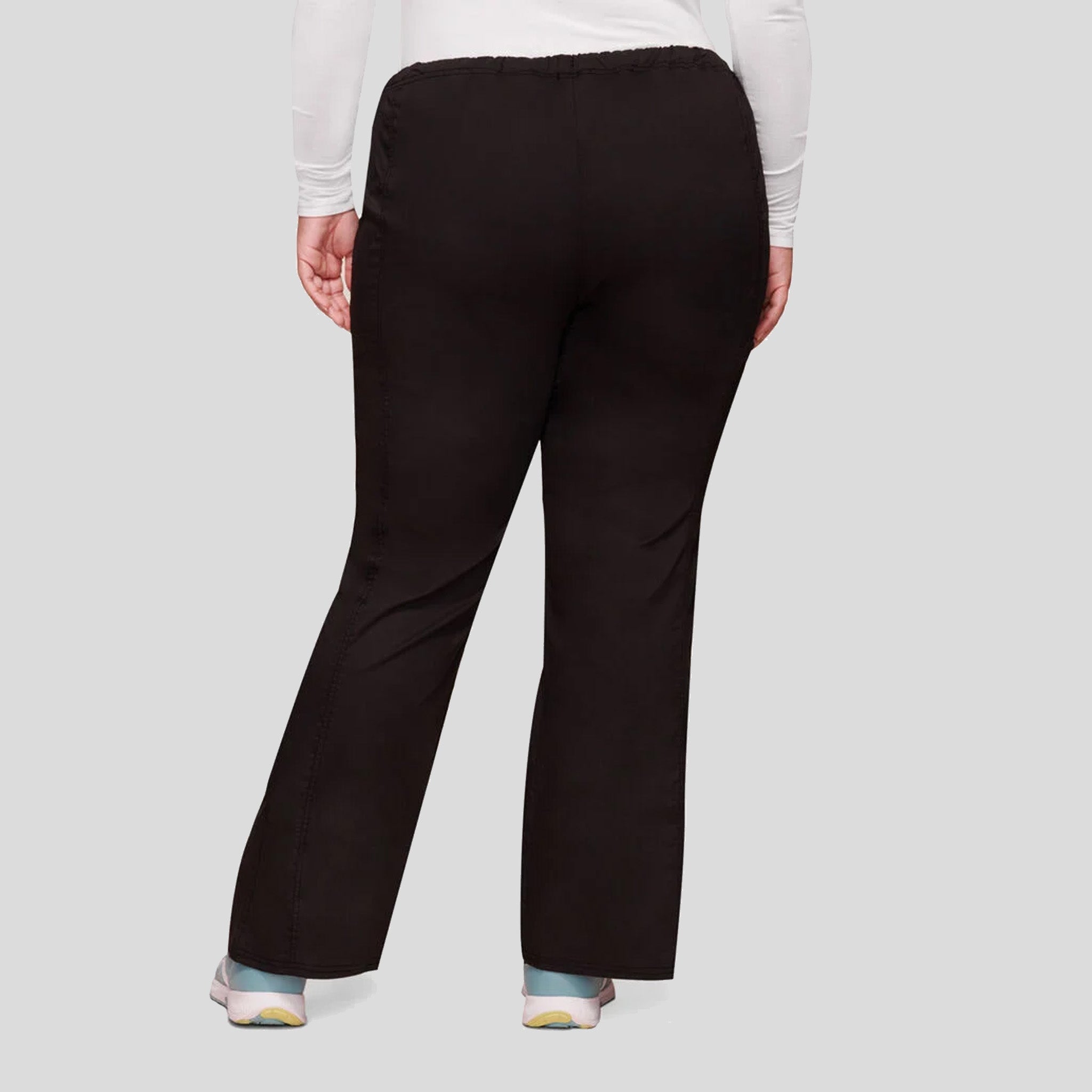 Flare Leg Drawstring Scrub Pant | Black