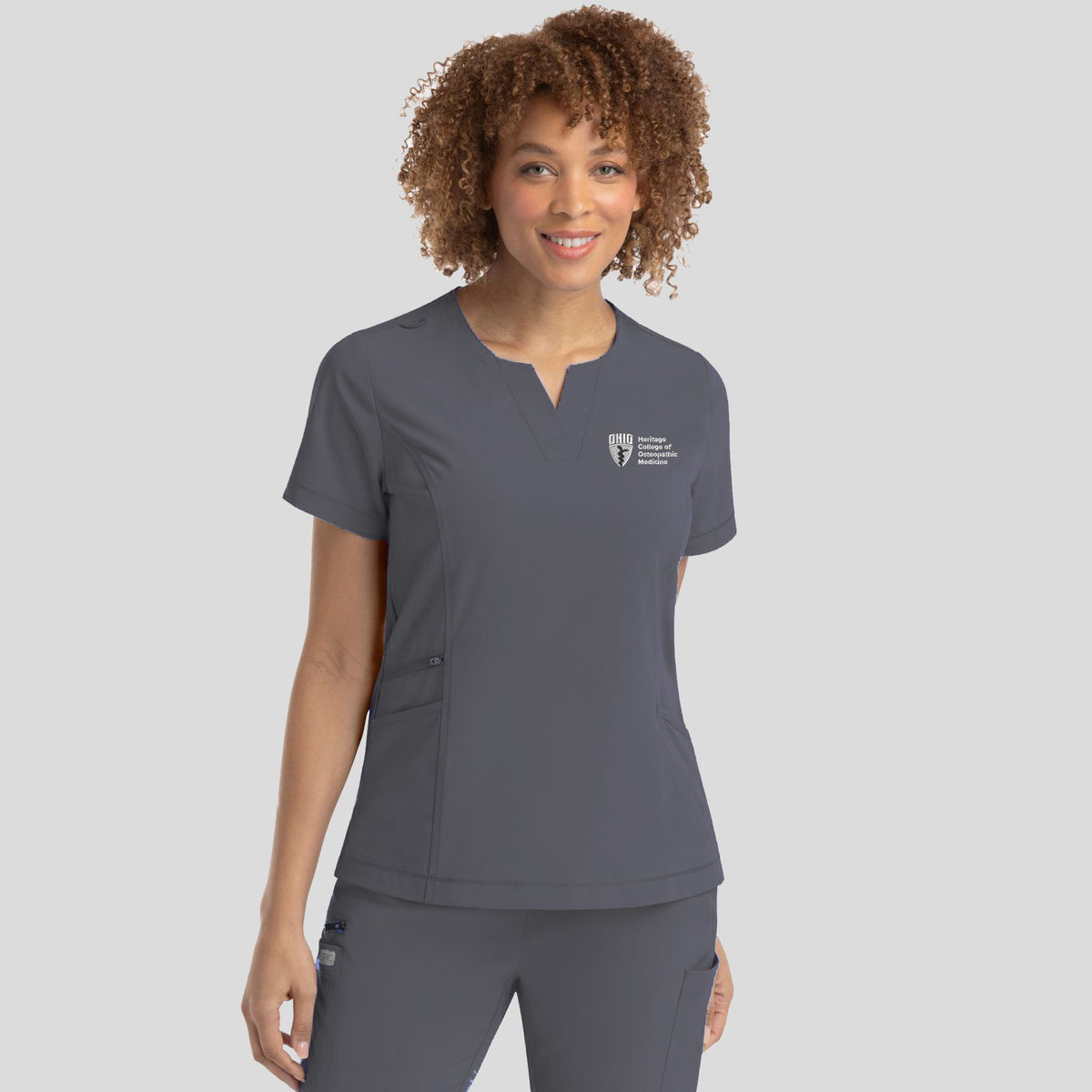 Ohio University Notched Crew Neck Top | Pewter