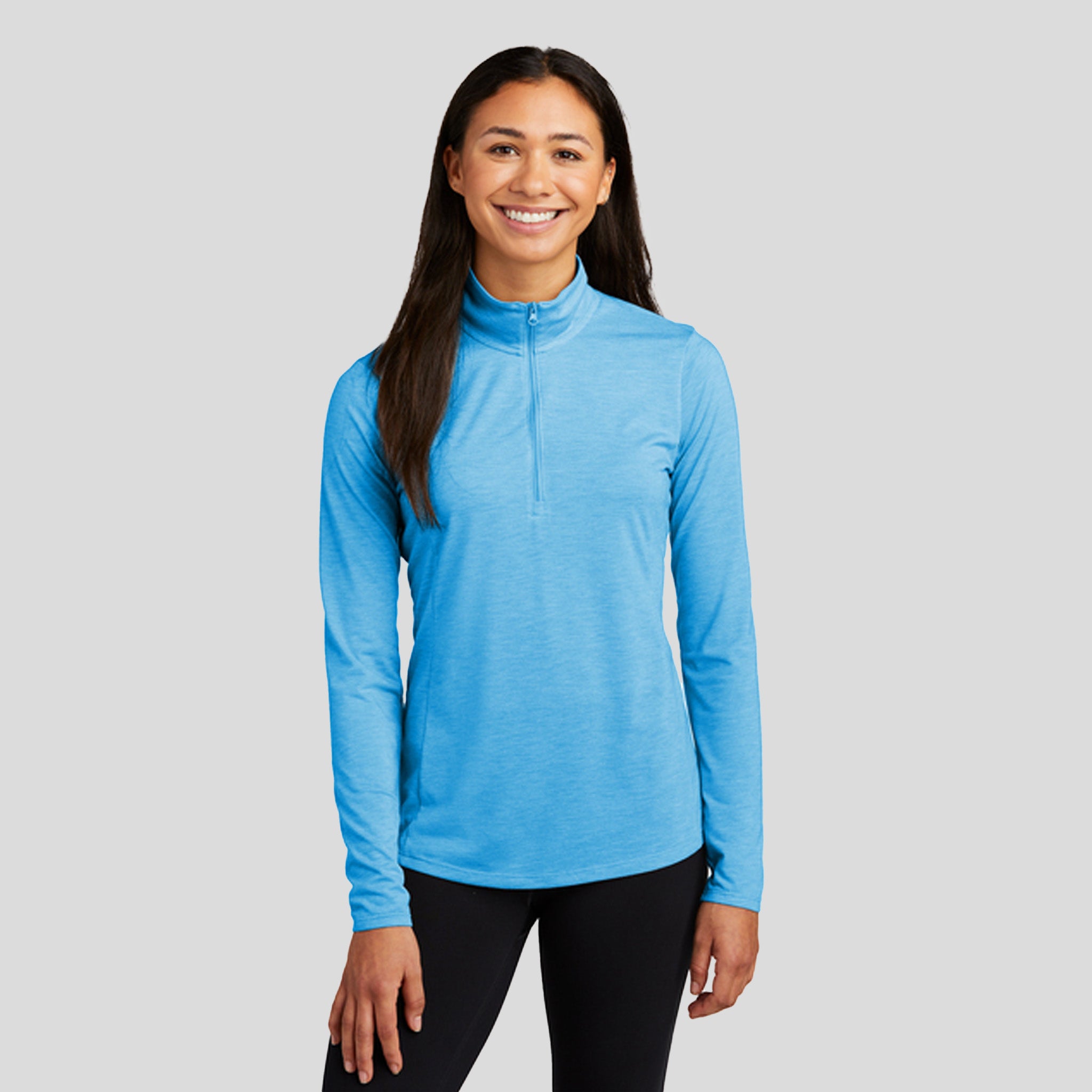 Women's PosiCharge ยฎ Tri-Blend Wicking 1/4-Zip Pullover | Pond Blue Heather