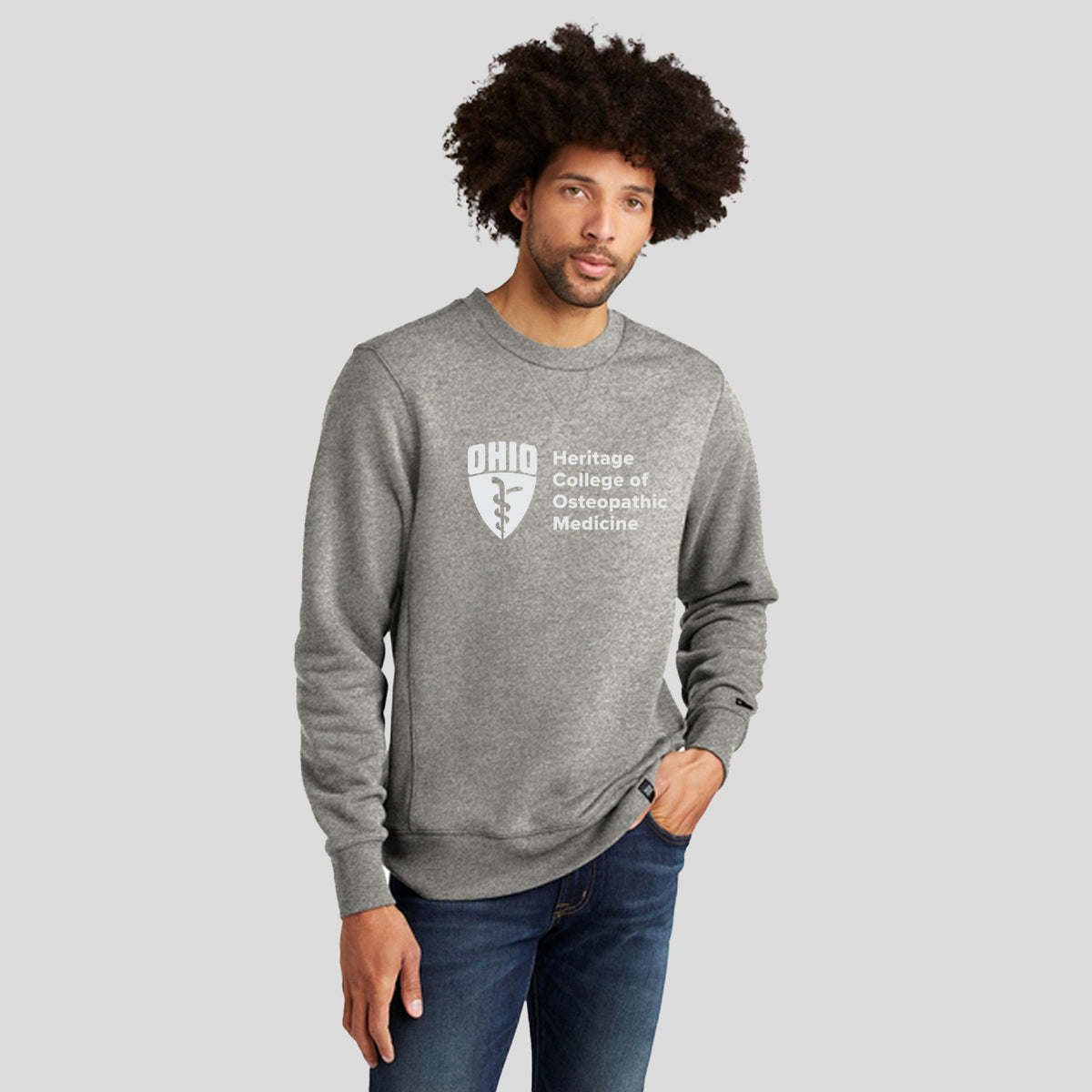 OU Men's French Terry Crew - School Logo | Light Graphite Twist